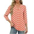 thumbnail image 2 of Viluyesy Women's 3/4 Sleeves T-Shirt V-Neck Shirt Tops Fashionable Loose Blouse Orange Size L, 2 of 6