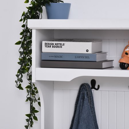 HOMCOM 64.5"H Hall Tree with Storage Drawer & Top Shelf, Coat Rack