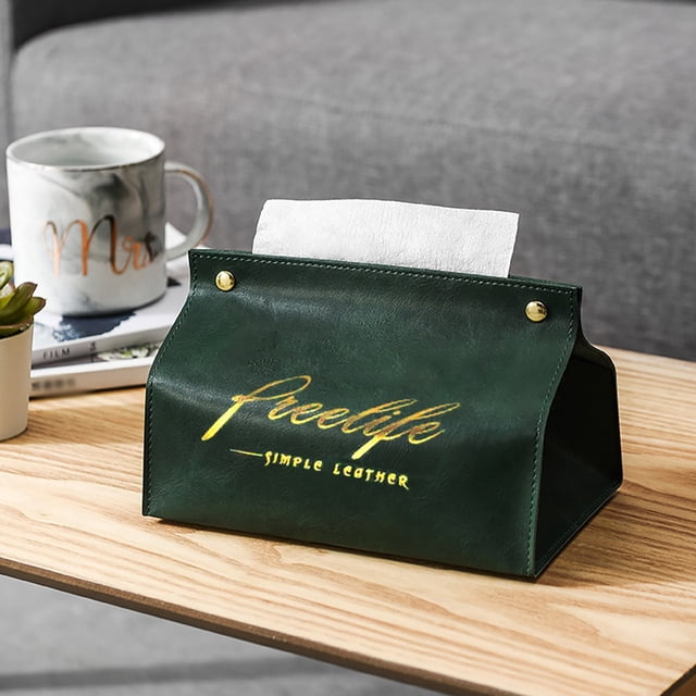 EGNMCR Car Exterior Accessories New Leather Facial Tissue Box Cover Rectangular Napkin Snap Closure tissue Closure