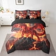 thumbnail image 2 of Homewish Animal Dragon Bedding Comforter Set 7 Pieces for Kids Children Teens,Abstract Lightning Full Bedding Set Lightweight,Black Orange Fitted Sheet Flat Sheet,Ultra Soft Home Decor,Reversible, 2 of 8