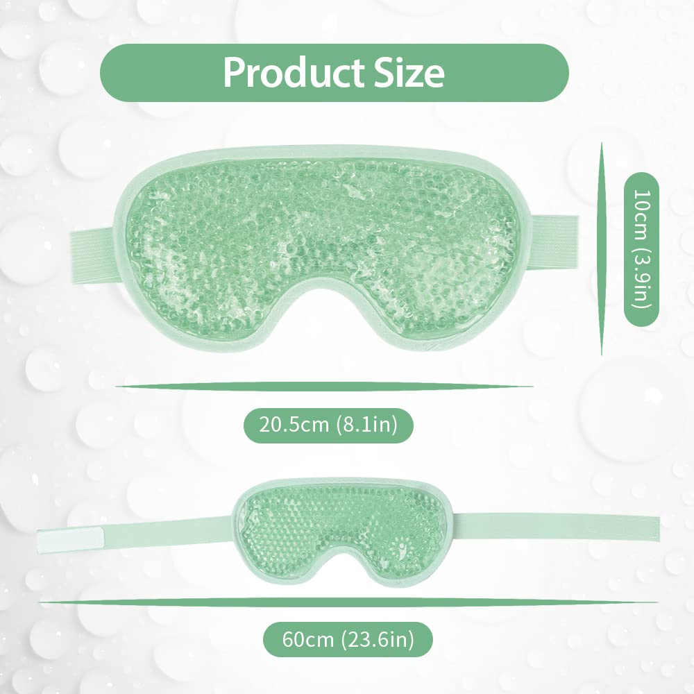 NEWGO Cooling Gel Eye Mask Reusable Cold Eye Mask for Puffy Eyes, Eye Ice Pack Eye Mask with Soft Plush Backing for Dark Circles, Migraine, Stress Relief -Green - image 2 of 6