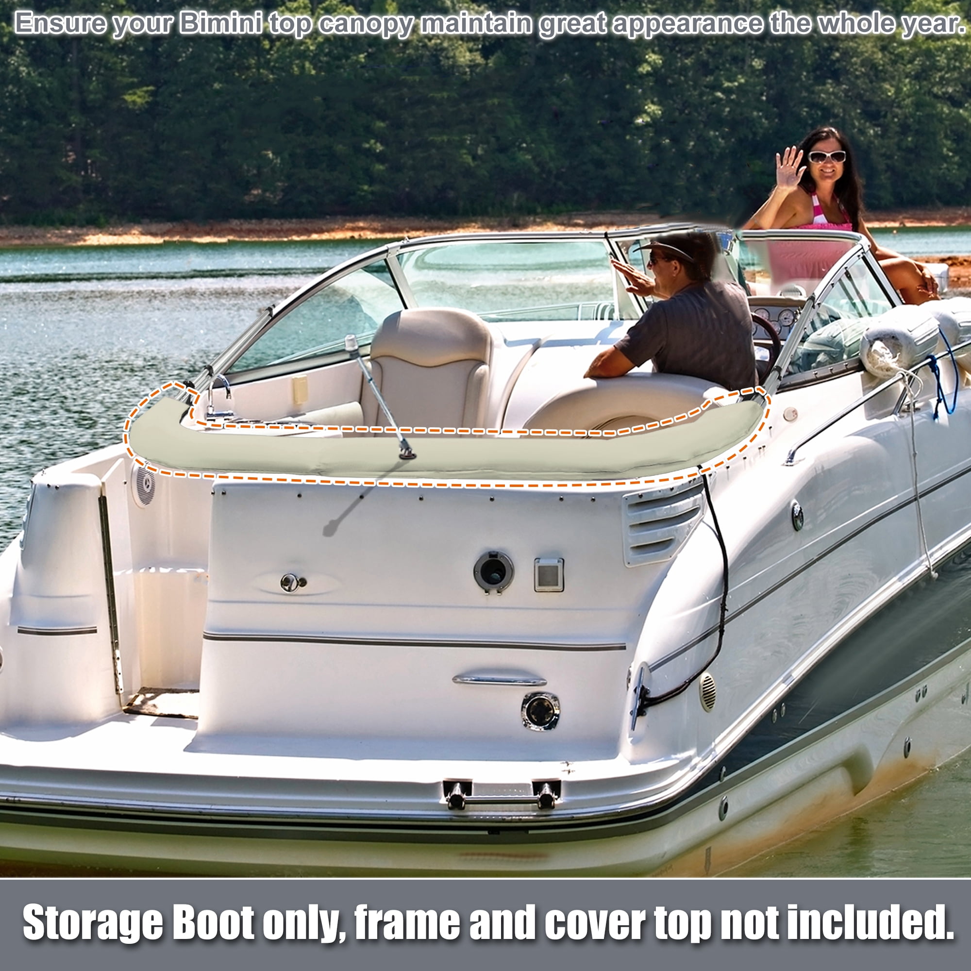Unique Bargains Bimini Top Storage Boot Cover Light Hole 600D Canvas Light Beige