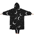 thumbnail image 2 of Oversized Wearable Blanket Hoodie,Black Moon Star Pattern Sherpa Blanket Hoodie with Super Pockets,Super Warm Fuzzy Pullover for Women & Men, 2 of 6