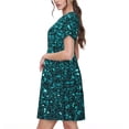 thumbnail image 2 of Naloa teal sparkling Print Womens Summer A-Line Dress with Pockets,Short Sleeve Dresses,Flowy Beach Swing Dress for Vacation Travel, 2 of 6