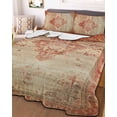 thumbnail image 3 of Quilts Twin Size, Red Beige Soft Comforter Bedding Set for Bed, Vintage Boho Ethnic Geometric Abstract Art Lightweight Quilted Bedspread with Pillow Cover(2 Pieces) for All Season, 68x86 Inch, 3 of 6