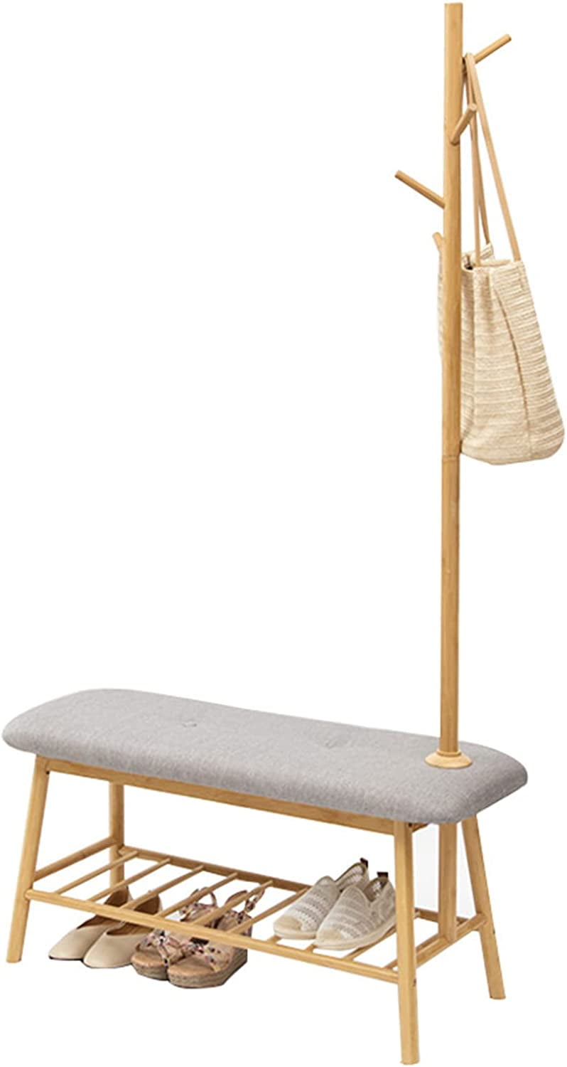 Flkoendmall Modern Hall Tree Bench/Shoe Storage Shelf 5 Hooks 3in1