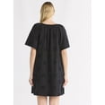 thumbnail image 3 of Free Assembly Women's Square Neck Eyelet Mini Dress with Short Sleeves, Sizes XS-XXL, 3 of 5