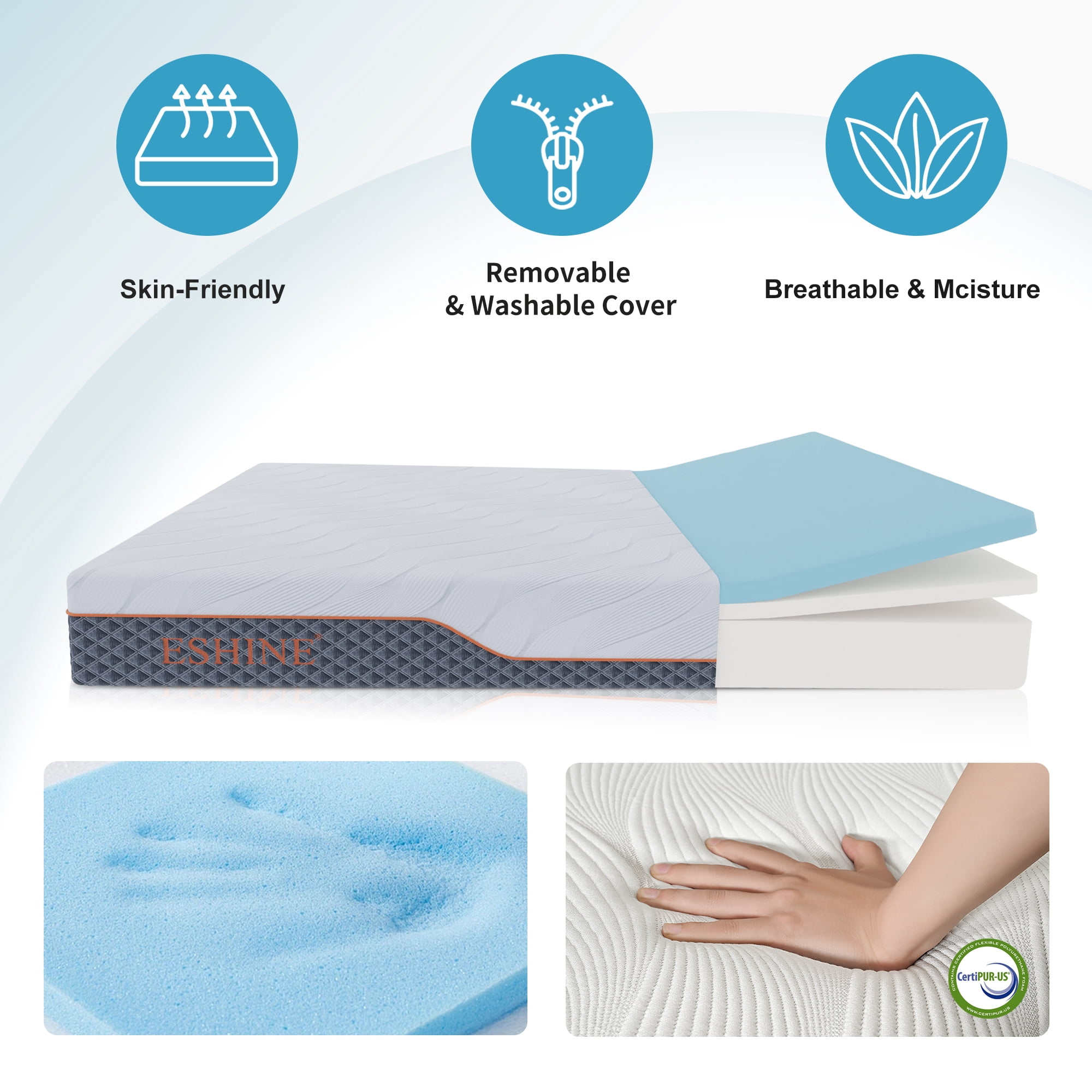 ESHINE 10 Inch Short Queen RV Mattresses, Memory RV Mattress Highly Supportive, Shock-Absorbing and Pressure-Relieving Mattresses