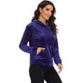 thumbnail image 3 of LELINTA Velour Track Shirt Top for Women Hoodie Sweatshirt Yoga Running Sport Sweatsuit Jogger Sport Top, 3 of 6