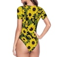 thumbnail image 4 of Naloa Sunflowers In Vintage Women's Short-Sleeved Onesie, One-Piece Swimsuit for Parties, dates, clubs - Medium, 4 of 9