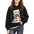 thumbnail image 2 of Wilak Girls Cats Printed Hoodies Sweatshirts Casual Cute Pullover Long Sleeve Kids Fall Tops Black 4T, 2 of 7