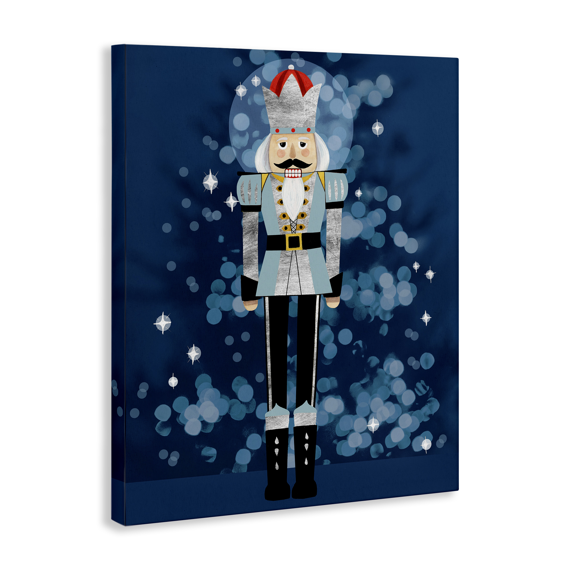 Stupell Industries Blue Holiday Nutcracker Holiday Painting Gallery Wrapped Canvas Art Print Wall Art, 16 x 20
