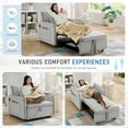 thumbnail image 5 of Lunale 3-in-1 Convertible Sleeper Chair Bed, Indoor Lounge Chair with USB/Type-C Charging Ports, Modern Recliner Sofa for Living Room, Gray Velvet, 5 of 8