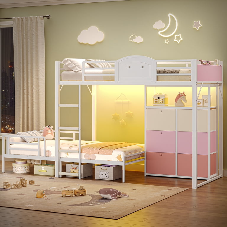 dresser bunk beds Lazzara Spaced 82 in. Natural Pine Low Loft Bed with Bookcase and B2043LL-1_BCDR while the elegantly turned bun feet lend unwavering support to the entire piece Calmoasis Bunk Bed Twin over