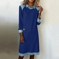 thumbnail image 2 of Sentmoon Robes de Fête pour Femmes Robe pour Femmes Robe Unie Décontractée à Manches Longues avec Col à Revers en denim patchwork Ourlet à Revers Robe Chandail pour Usage Quotidien et Tenues Décontractées TTG, 2 of 9