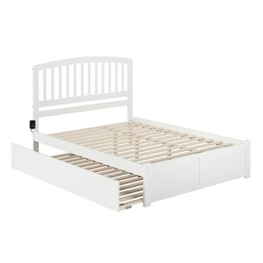 Richmond Queen Bed with Footboard and Twin Extra Long Trundle in White