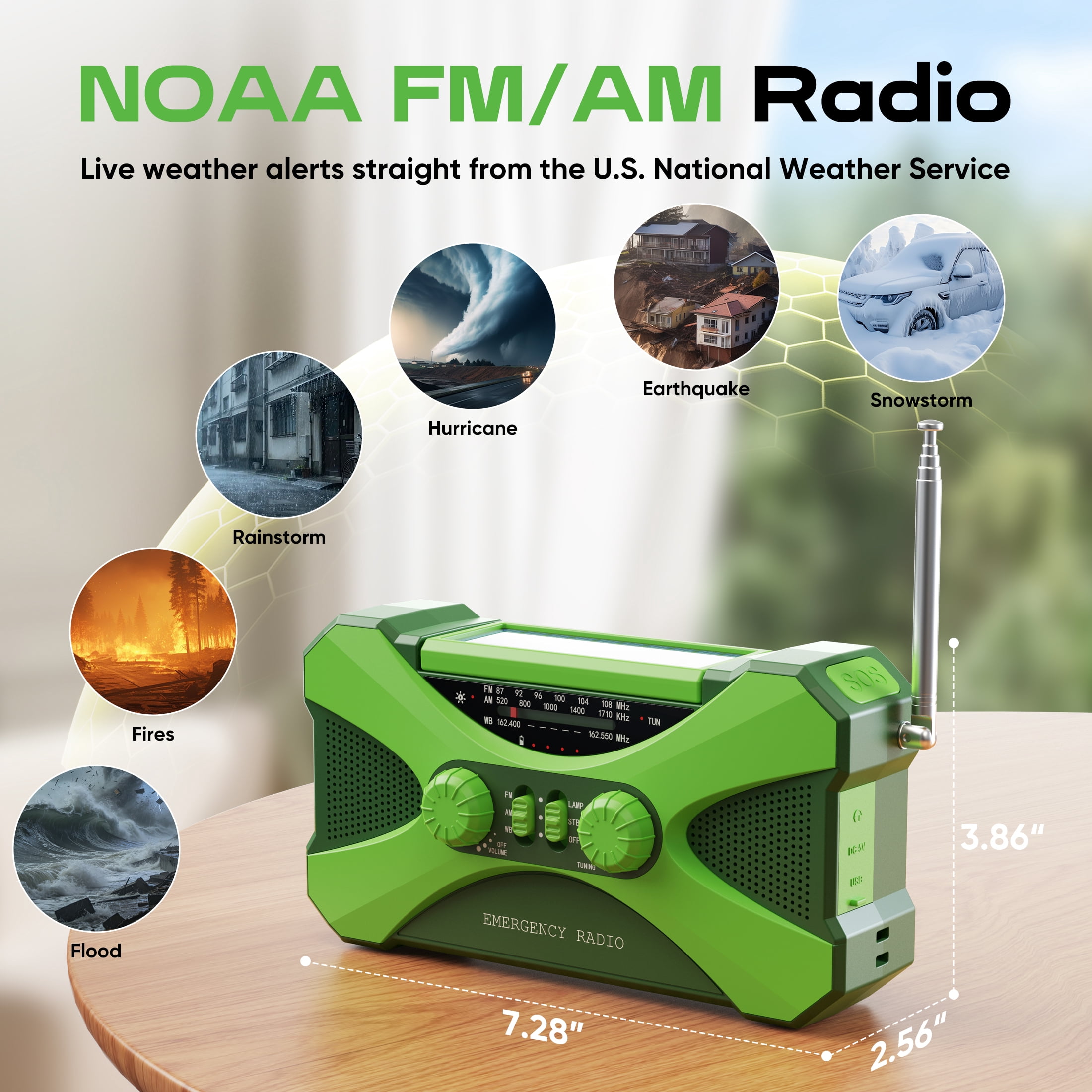 UMUTOO NOAA Emergency Radio, Solar & Hand Crank, 37000mAh Charger, Flashlight, SOS, AM/FM/WB