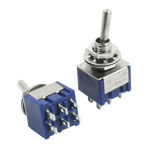 Spare Parts 6mm Panel Mounted ON/ON DPDT Toggle Switch 125V 6A 2pcs