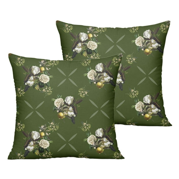 Outdoor Throw Pillow Covers 20x20 Inch Waterproof Spring Summer Green Classical Floral Outdoor Pillow Covers for Patio Funiture Garden Couch