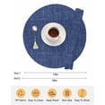 thumbnail image 6 of 15 Inch Round Placemats Set of 4, Vintage Navy Blue Non Slip Heat Insulation PP Table Mats, Farmhouse Retro Dark Solid Color Linen Texture Washable Place Mats for Kitchen Dining Party Table Decor, 6 of 7