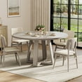 thumbnail image 3 of Table à Manger Ronde pour 4-6, Table de Salle à Manger Ronde de 47 Pouces avec Base Croisée Robuste, Table de Salle à Manger en Bois Style Ferme pour Appartement, Cuisine, Salon, 3 of 11