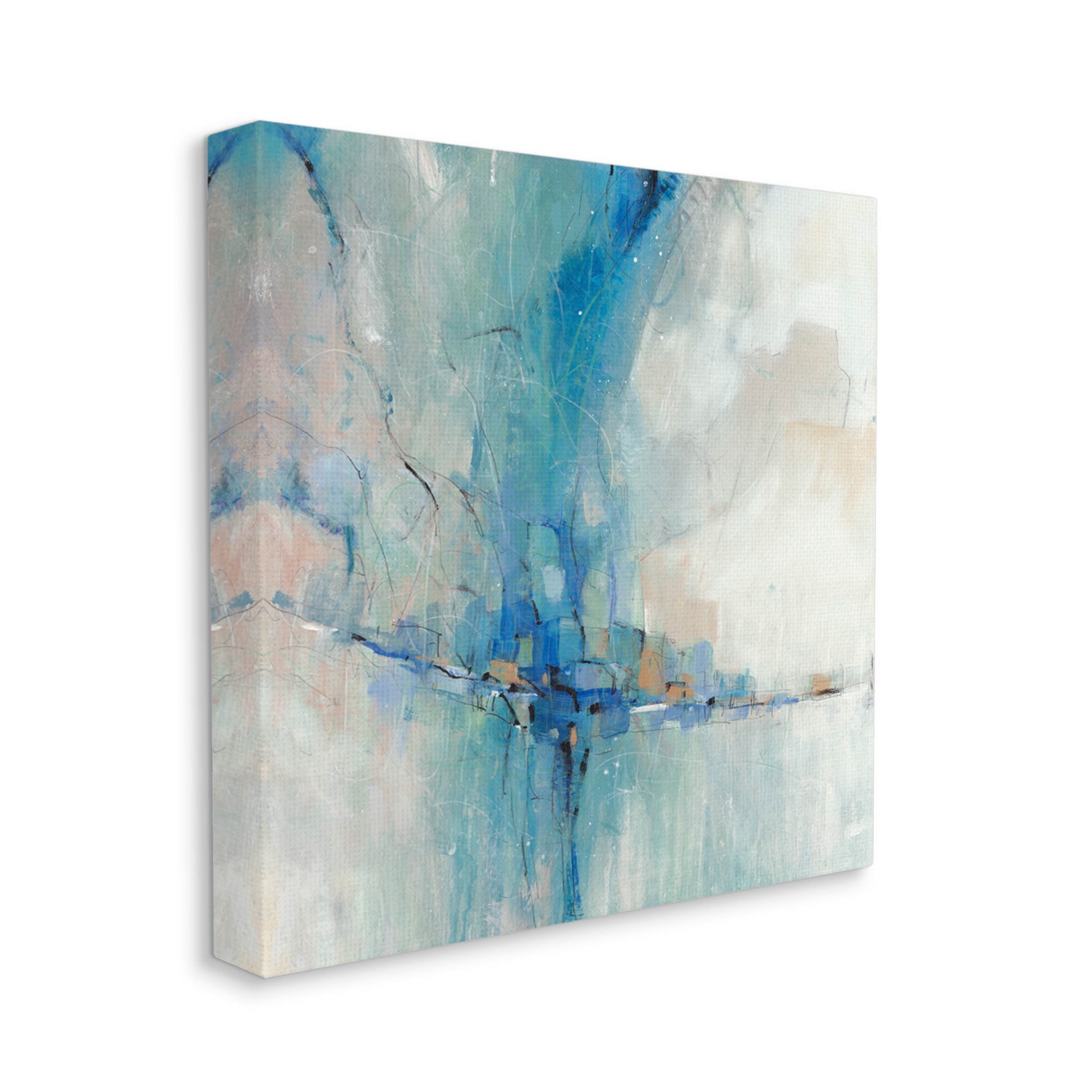 Stupell Industries Abstract Blue Square Shapes Painting Gallery Wrapped Canvas Print Wall Art, Design by Tim OToole