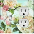 thumbnail image 1 of Metal Light Switch Plate Outlet Cover Flower White Rose Teal Wallpaper ROS014, 1 of 13