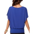 thumbnail image 4 of Weardear Women's Batwing Chiffon T-shirts Short Sleeve Loose Casual Round Neck Elegant Top Blouse, 4 of 5