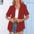 thumbnail image 6 of Aboser Dressy Casual Shirts for Women Button Down Work Blouses Lapel Short Sleeve T Shirt Solid Color Summer Tops Loose Fit Gauze Shirts, 6 of 9