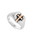 thumbnail image 4 of CHOOSE YOUR COLOR Rose Gold-Tone Cross Christ Center Heart Ring Sterling Silver Band 925 Female Size 10, 4 of 4