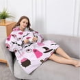 thumbnail image 5 of Oversized Wearable Blanket Hoodie,Halloween Ghosts Pumpkins and Skulls Sherpa Blanket Hoodie with Super Pockets,Super Warm Fuzzy Pullover for Women & Men, 5 of 6