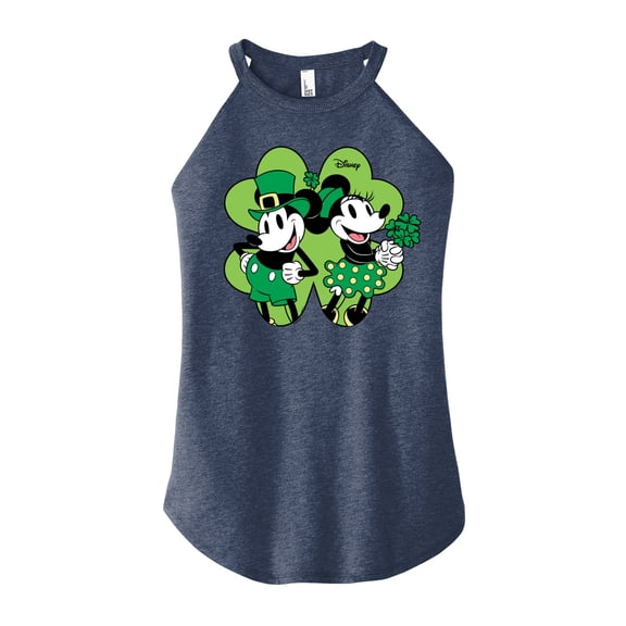 Disney - Mickey Minnie Shamrock - Juniors High Neck Tank Top