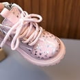thumbnail image 6 of Miluxas Kids Girls Fashion Shiny Combat Work Boots Lace up Side Zipper Ankle Boots(Toddler/Little Kid/Big Kid) Pink 12(30), 6 of 9