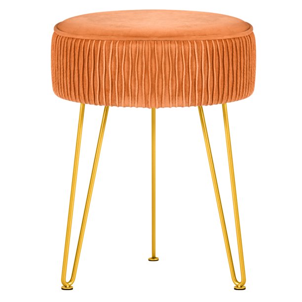 PROHIKER Velvet Round Footrest Stool Ottoman, Makeup Vanity Stool Side