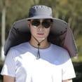 thumbnail image 2 of Máscara facial de ala ancha para mujer, sombrero para el sol, cuello desmontable, solapa para la cara, cola de caballo, visera de protección UV, sombrero para jardín, pesca, senderismo, 2 of 5