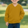 thumbnail image 6 of QIUOMBBP V Neck Sweatshirt for Kids Baggy Oversized Tunic Pullover Solid Color Casual Long Sleeve Tops with Pockets Yellow, 6 of 9