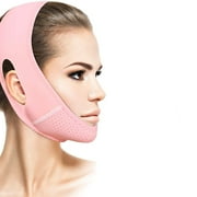 Torubia Reusable V Line Mask Facial Slimming Strap Double Chin Reducer Chin Up Mask V Shaped Slimming Face Mask-Pink