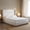 Ivory + Camel Oak, variant on Noble House Hosford Full Canvas Upholstered Wingback Bed, Wood Base Platform Bed with Wingback Headboard, Ivory