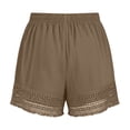 thumbnail image 6 of Women's Shorts Cotton-Linen Elastic Waist Lace Beach Shorts Soild Color Fashion Casual Summer Shorts for Vacation, 6 of 8