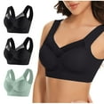 thumbnail image 3 of Lovzfmll Bras for Women, Women's Underarm-Smoog with Seamless Stretch Wireless Lightly Lined Comfort 3PC Strapless Solid Color Underwear with Side Collection and Daily Bra 3PC (Black & Green) L, 3 of 9