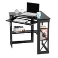 thumbnail image 6 of VECELO Desk with Keyboard Corner Computer Writing Shelves, Compact Home Office, Black, 6 of 9