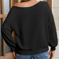 thumbnail image 5 of Sevevn Women's Oversized Sweatshirts Long Sleeve Off The Shoulder Collar Pullover Tops Rollbacks Black XL, 5 of 8