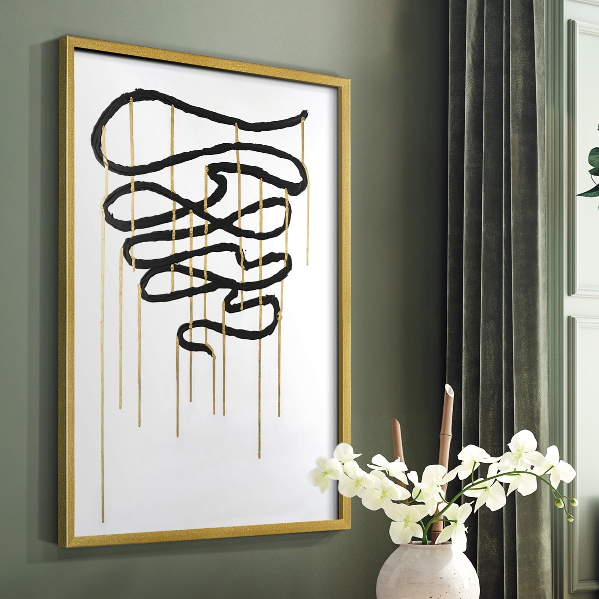 Weeping Ribbon I Framed Print in Gold Solid Wood 8 x 10 Framed Print
