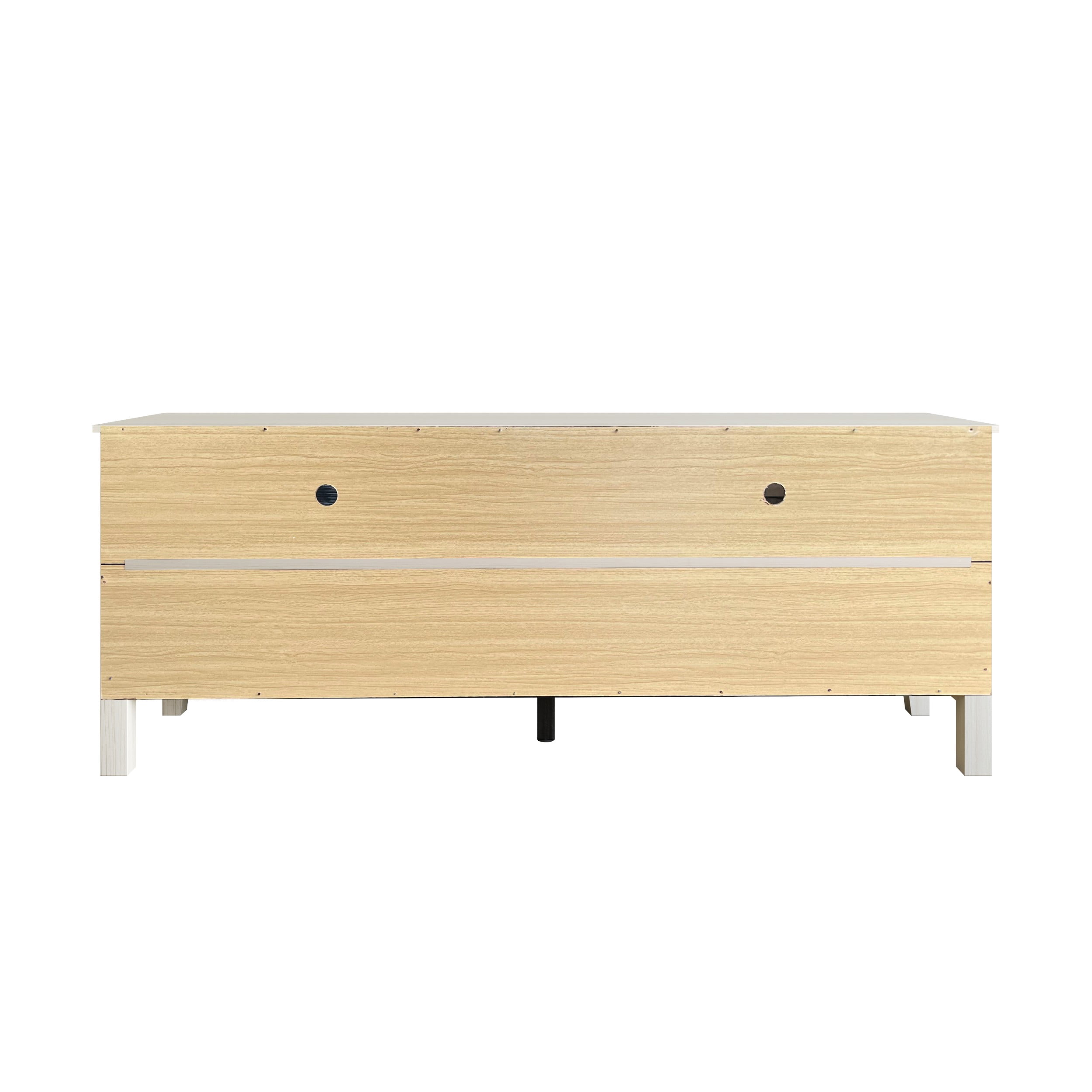Home Design Kittery TV Stand with Open Shelves and Cable Management, Sturdy Legs, Modern Design for Living Room, Light Gray Finish