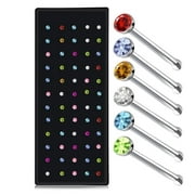 60pcs Stainless Steel Nose Studs Rings Piercing Pin Body Jewelry