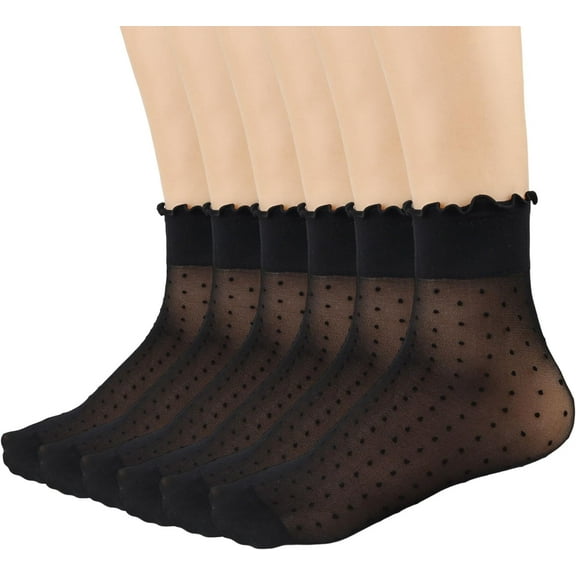 YooGuoGuo 12 Pairs Women's Sheer Ruffle Socks Nude Stocking Summer Ultra Thin Cool See Through Silk Ankle Socks for Women