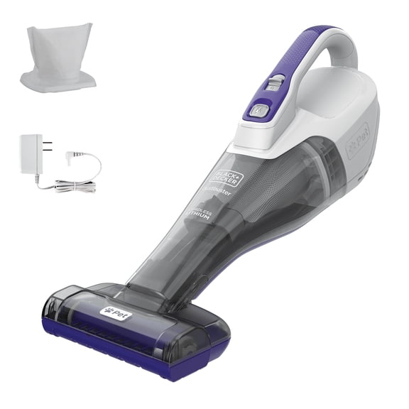 BLACK DECKER Furbuster Cordless Handheld Vacuum, for Car, Pet Hair & Multi-Surfaces, Powerful Suction, HLVB315JP07W