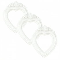 DESIGNICE 3Pcs Vintage Picture Frames,Heart Shape Picture Frames,Romantic Relief Photo Frame,1.97"X1.97",White