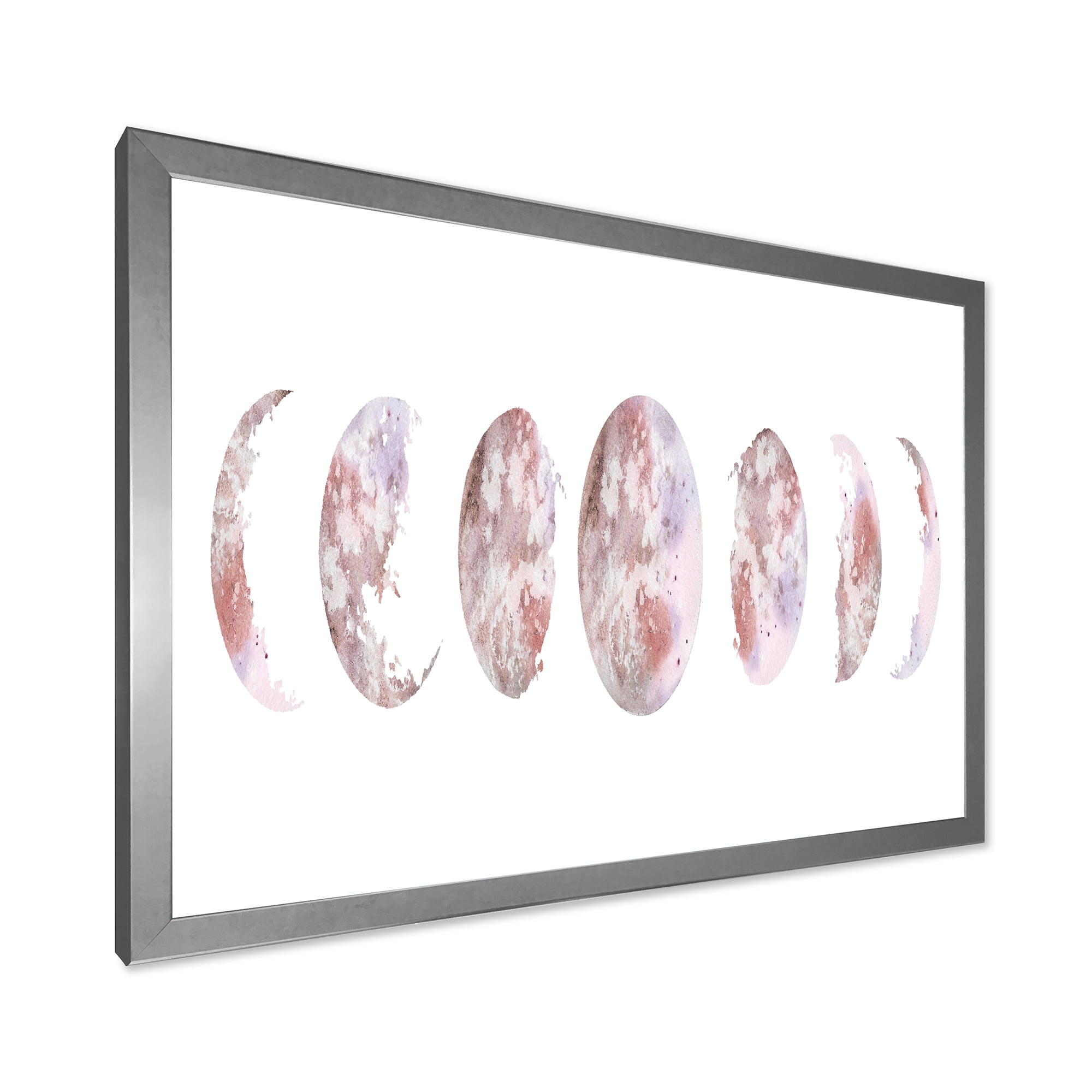 Designart 'Moon Phases On White' Modern Framed Art Print