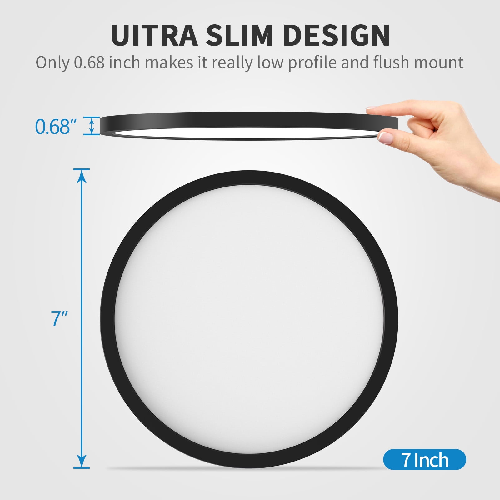 MW Lighting 7 Inch Flush Mount LED Ceiling Light Fixture,14W 120V, 5CCT 2700/3000/3500/4000/5000K,Slim LED Ceiling Lights for Bedroom, Kitchen, Hallway, Laundry,Triac Dimmable